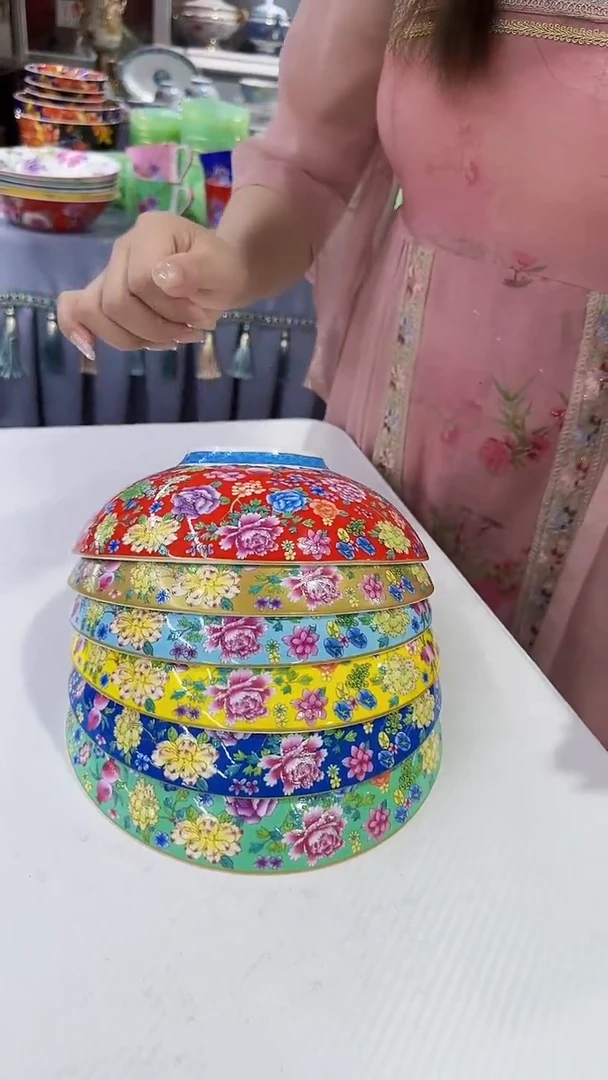 瓷片8.5英寸元宝盘6个景德镇混色