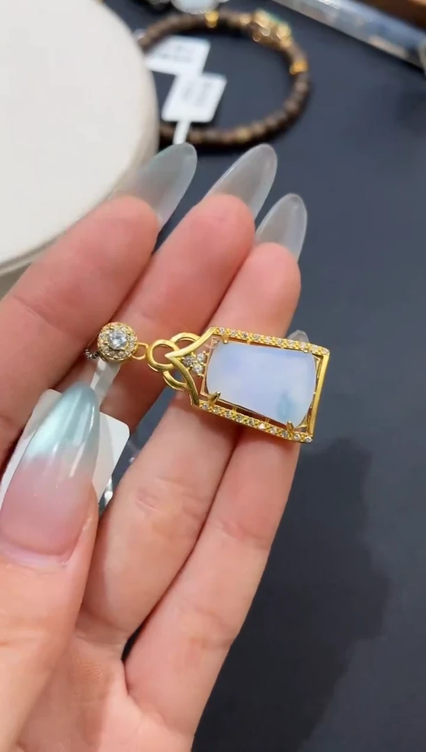 吊坠(不含链)银S925镶嵌翡翠吊坠