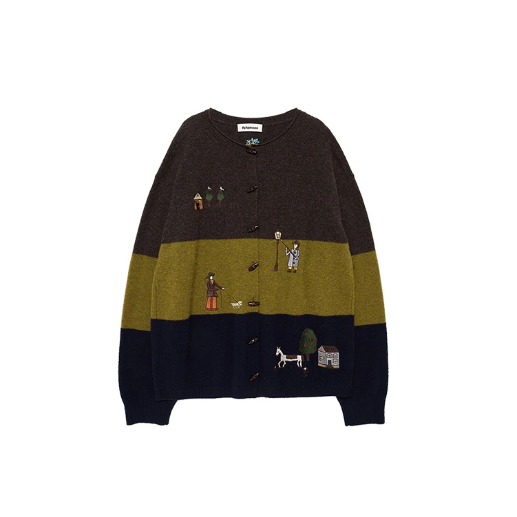 【茉舍】FAFAMOON设计师品牌点灯人洗溶牛角扣开衫FFMKN25D050-2280