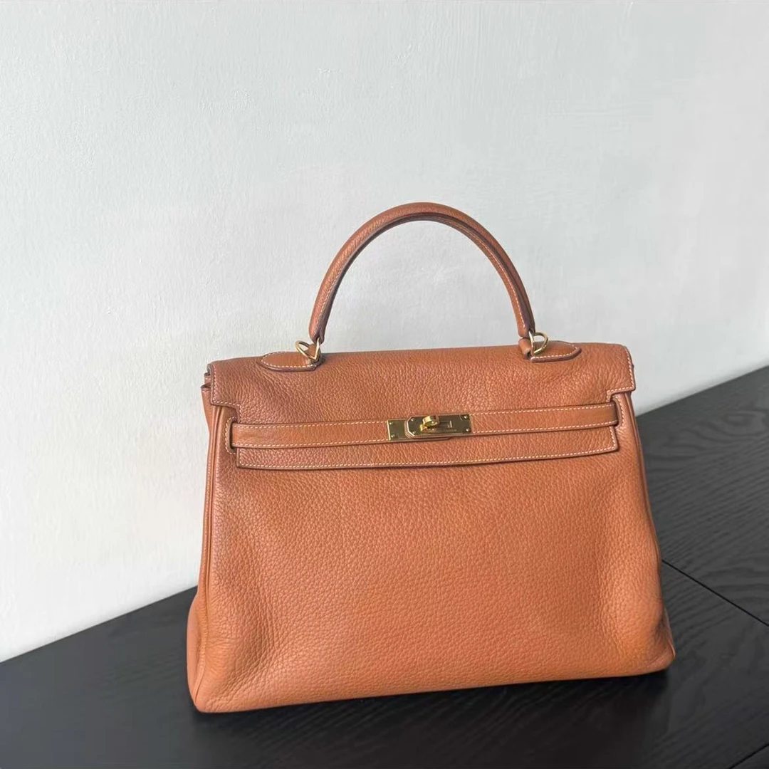 99新 Hermes/爱马仕 kelly35金棕金togo皮框M