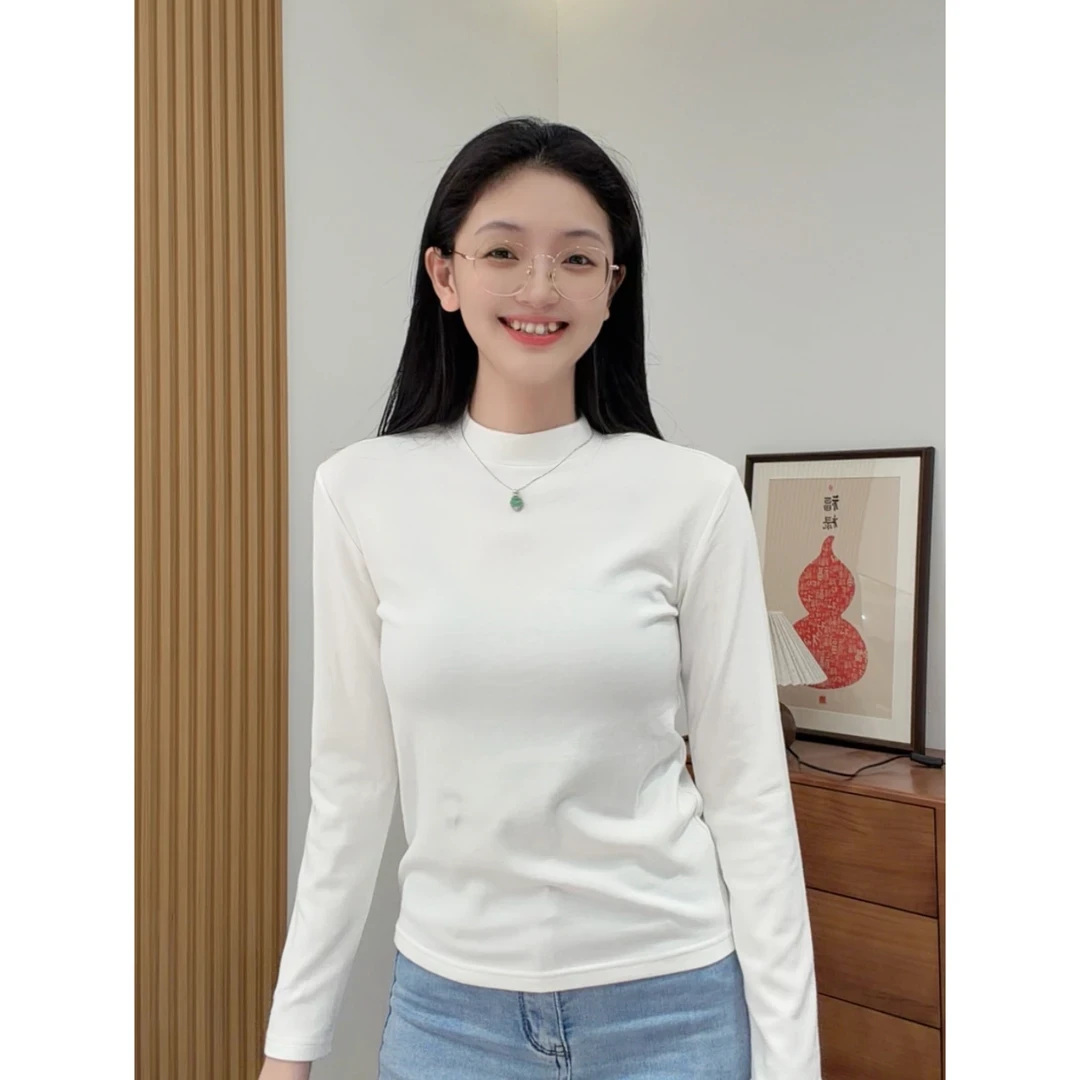 螺纹棉保暖修身显瘦t恤春秋冬女装女生秋冬衣服内搭