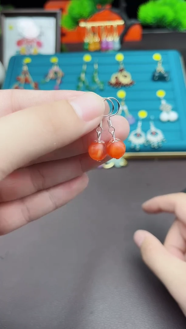 【闪购商品】玛瑙/玉髓耳钉银S925镶嵌s03000