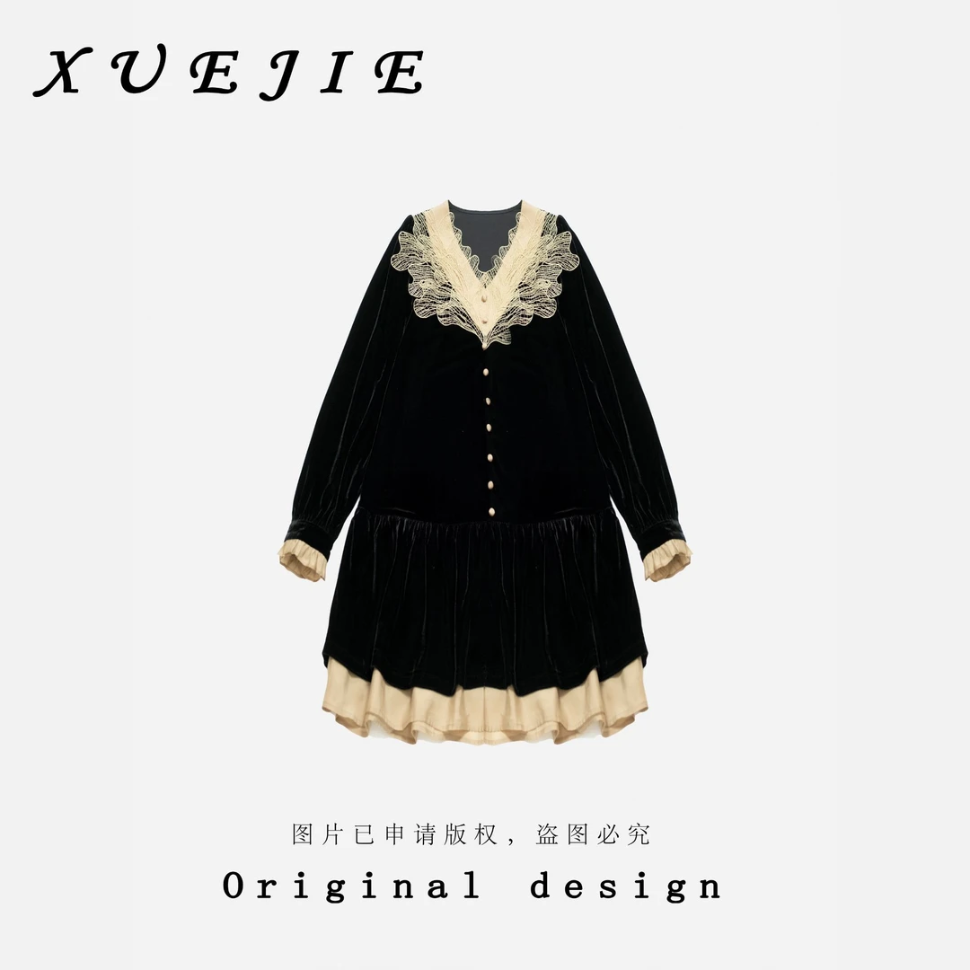 逸焰【雪姐黑翼天使】-V领慵懒款式立体刺绣秋冬大码衫-99382