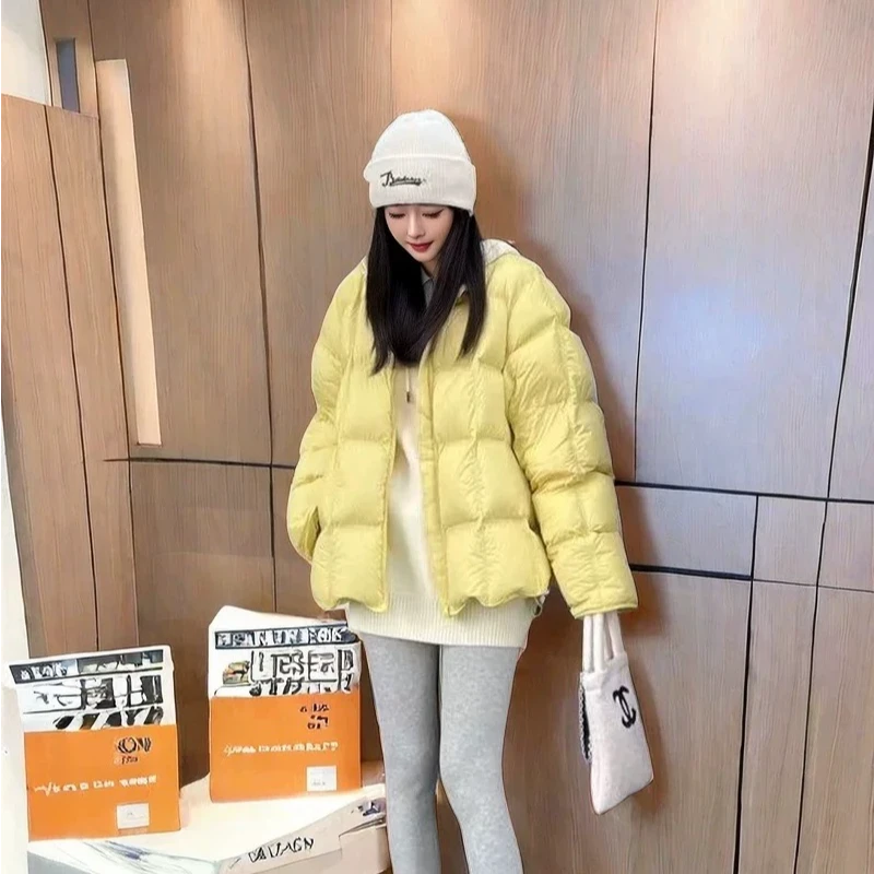 LH【泡芙小姐】无领简约百搭2025冬季新款时尚短款羽绒服女252018