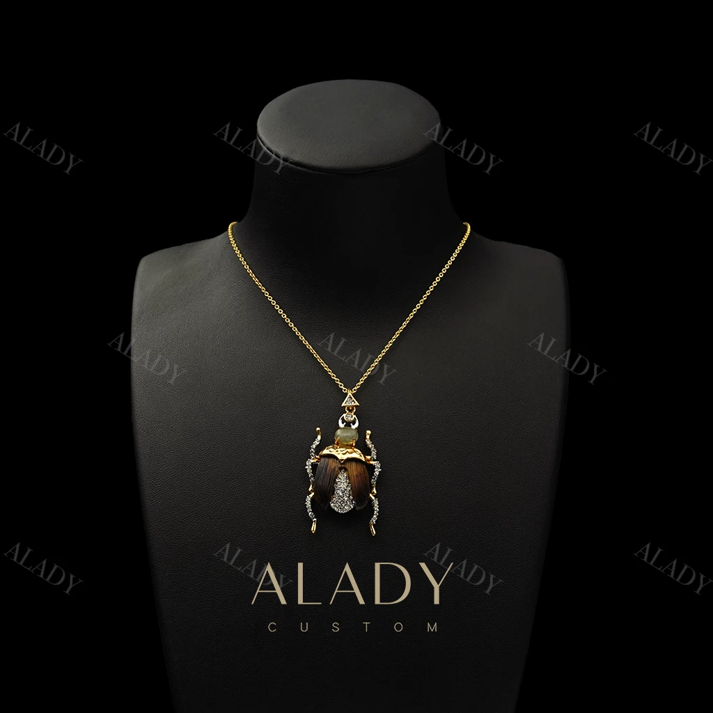 合金合成锆石项链 甲壳虫动物款小众设计项链
