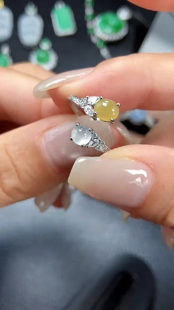 银S925镶嵌戒指翡翠7066