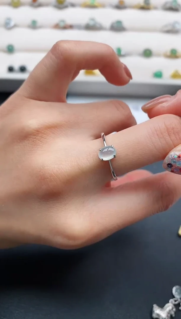 银S925镶嵌戒指翡翠22222222+5