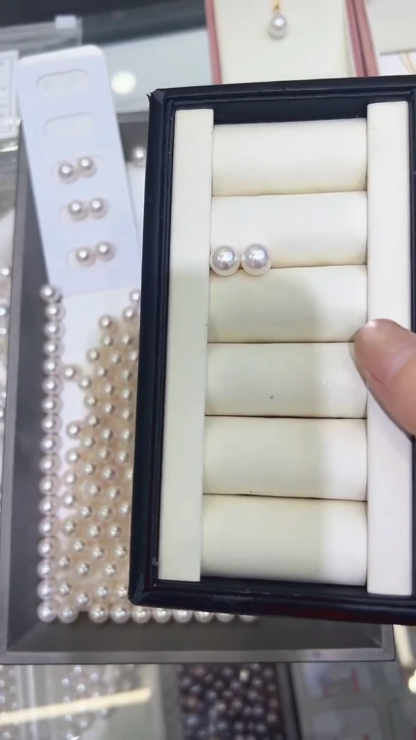 银S925镶嵌耳饰海水珍珠akoya