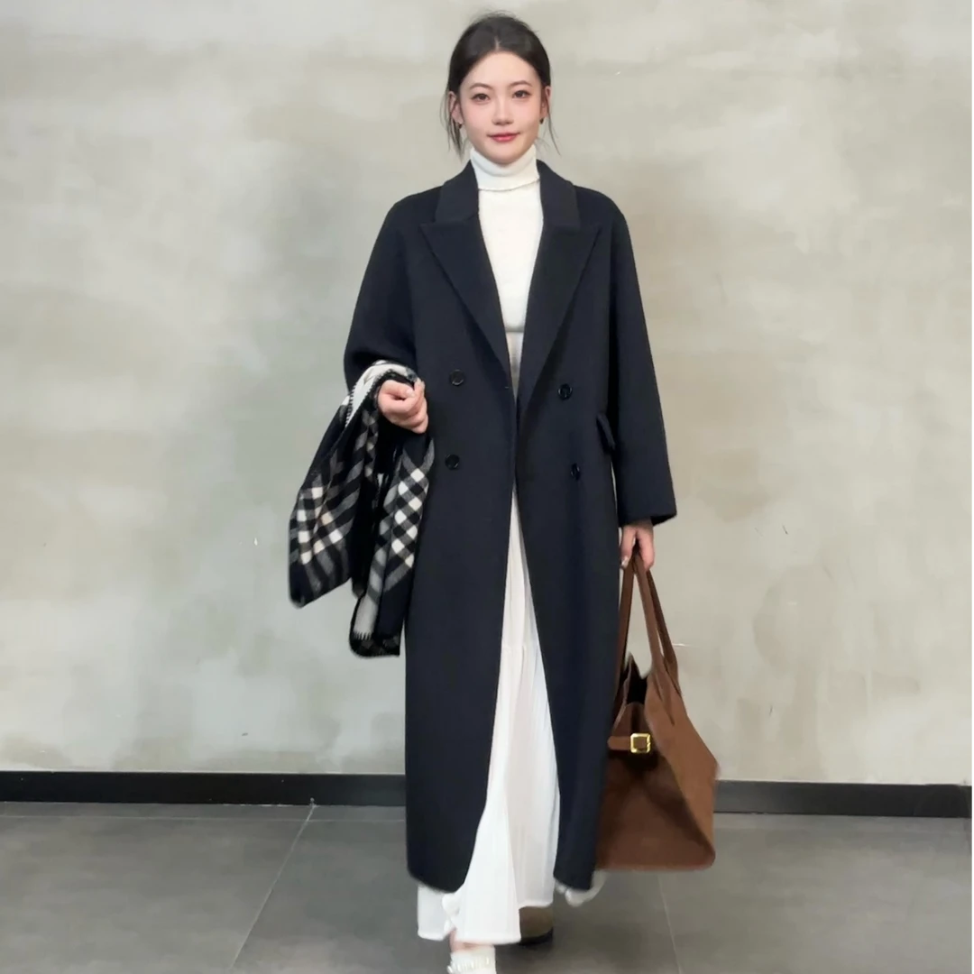 【首尔告白】高级羊毛大衣韩系双面绵羊毛大衣女长款秋冬季毛呢外套