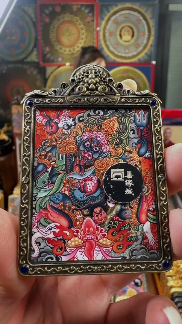 吊坠壹善缘城手绘唐卡大黑天