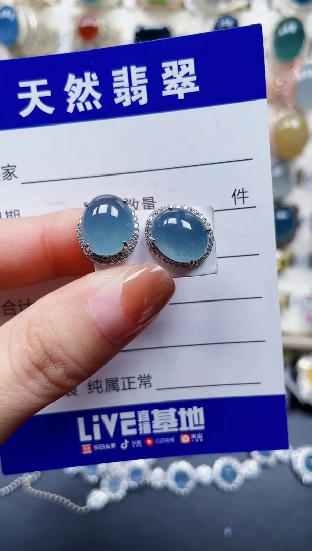 银S925镶嵌翡翠耳饰775