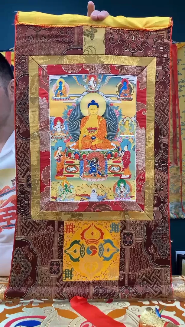 【闪购商品】卷轴画矿物质喷绘  释迦0.65m咖啡色锦缎布