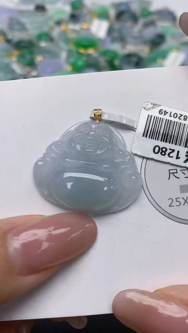 颈饰18K金镶嵌翡翠天然缅甸a货翡翠百元以上9元证书费自理