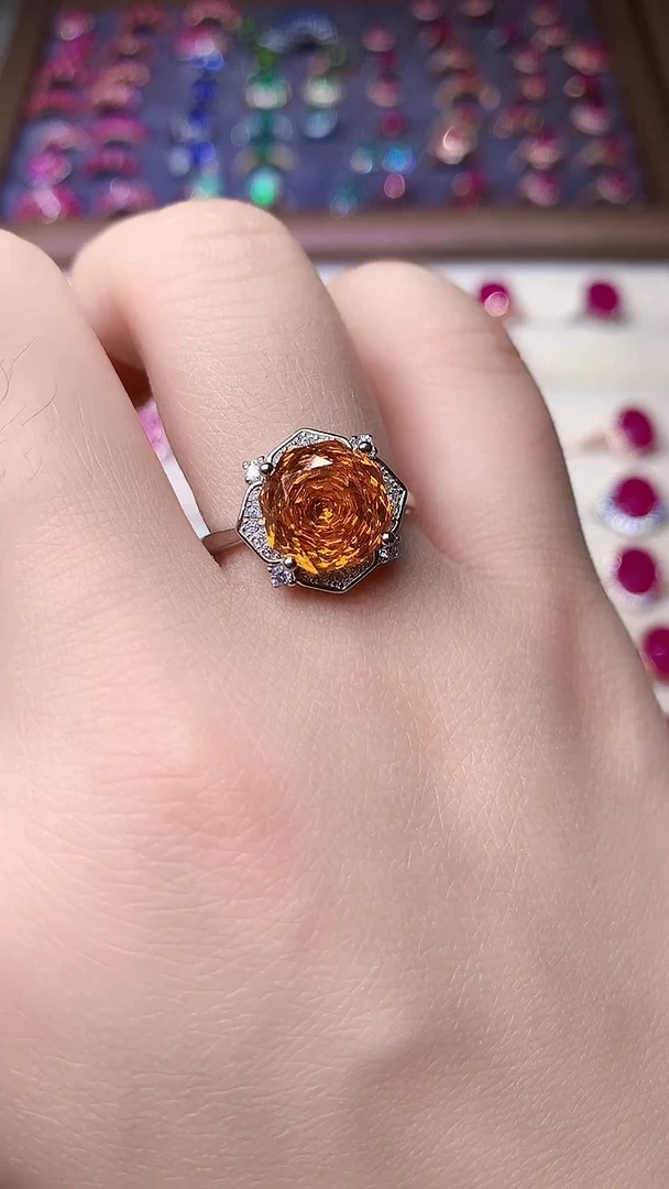 【闪购商品】石榴石（芬达石）戒指银S925镶嵌000