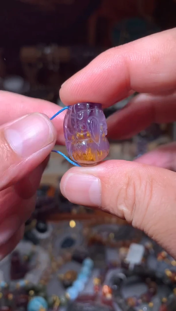 未镶嵌珠宝半成品水晶极光紫钛貔貅