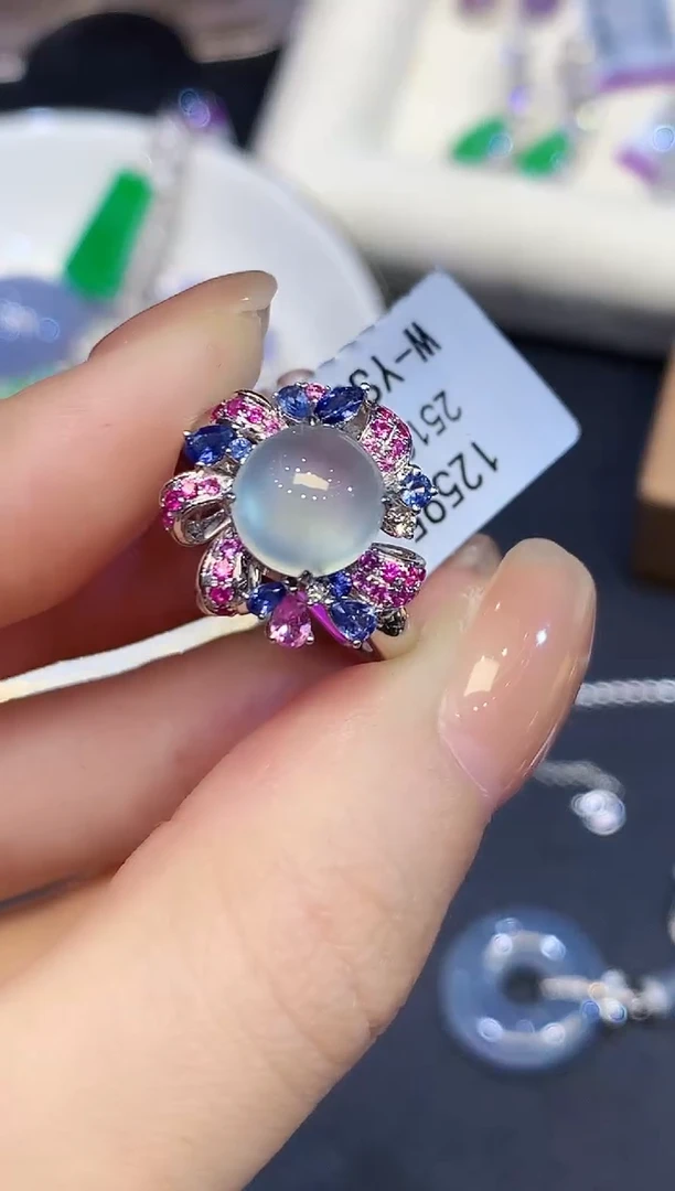 18K金镶嵌戒指翡翠目*YS