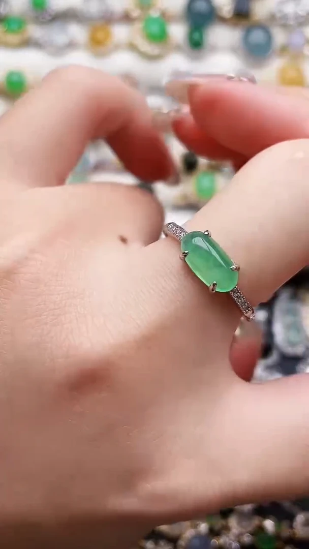 银S925镶嵌戒指翡翠63