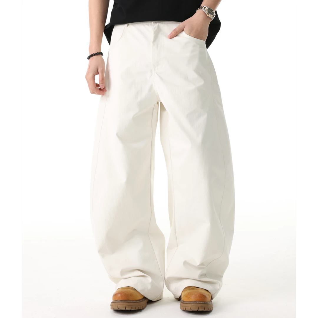 裤子男春季新款潮流纯色简约百搭阔腿裤男生