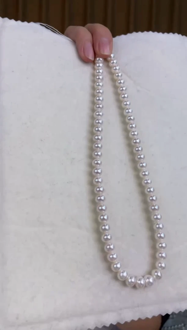 【闪购商品】淡水珍珠颈饰银S925镶嵌淡水无核7.5-8mm