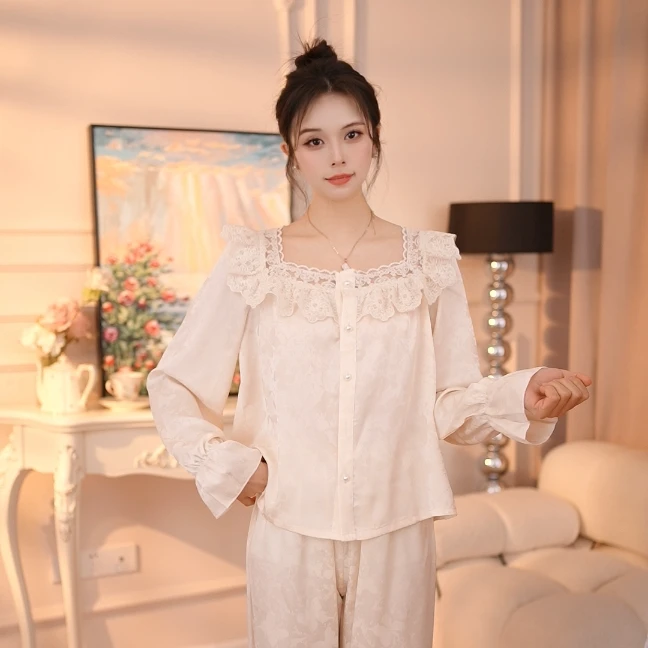 查理夫人【蝶梦】丝款睡衣套装老板娘睡衣春季长袖休闲家居服家居服