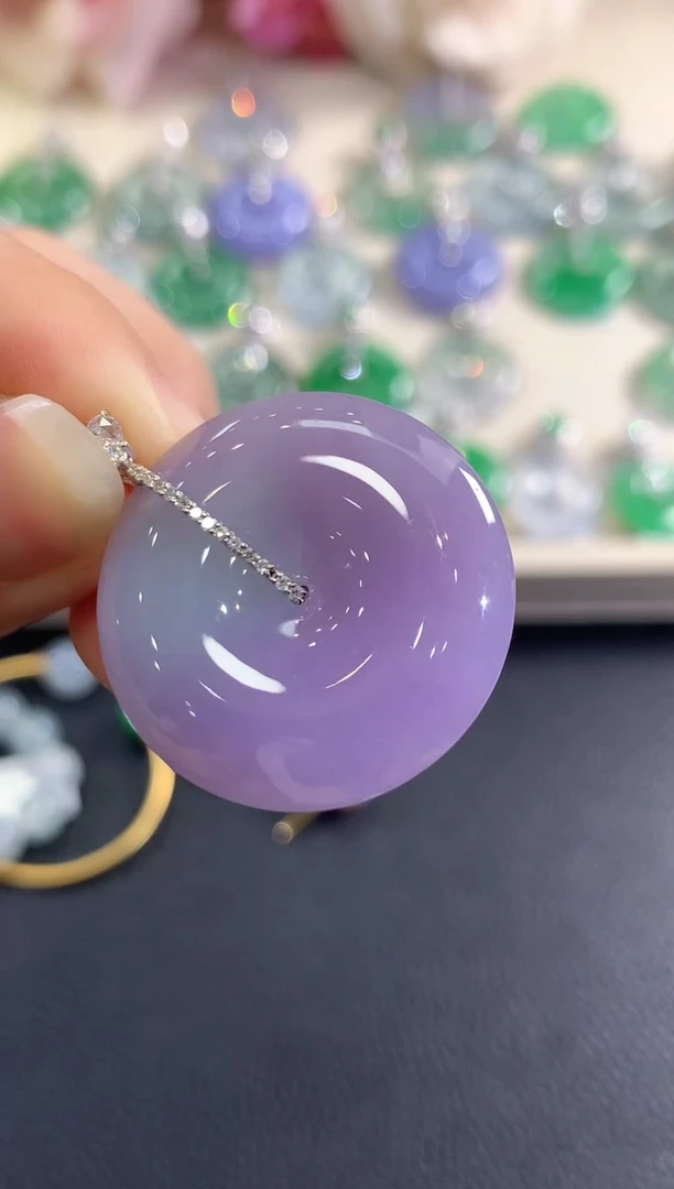 吊坠(不含链)18K金镶嵌翡翠b80紫货有色差