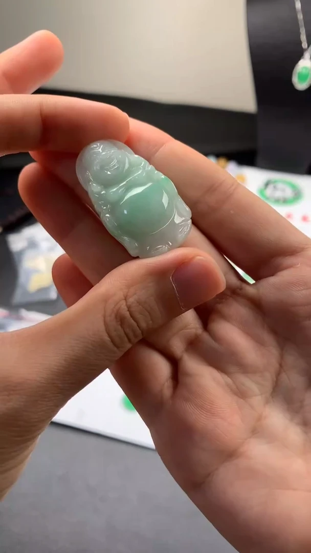 吊坠(不含链)未镶嵌翡翠天然缅甸A货翡翠弥勒佛