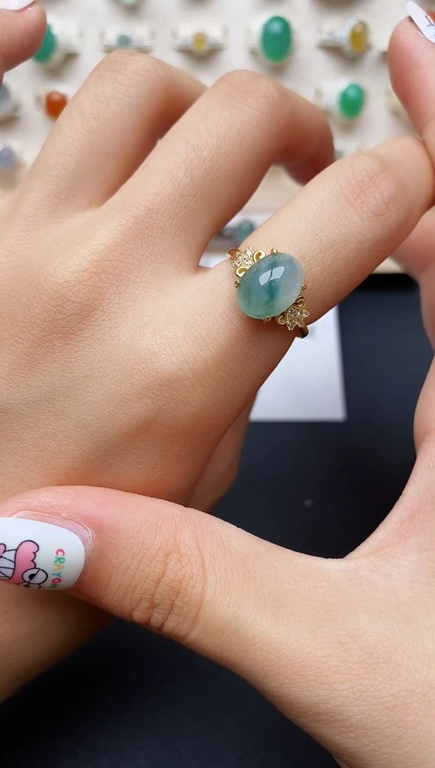 【闪购商品】翡翠戒指银S925镶嵌缅甸翡翠