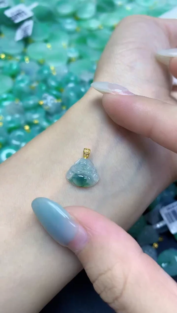 翡翠18K金镶嵌颈饰天然缅甸翡翠A货百元以上9元证书费自理