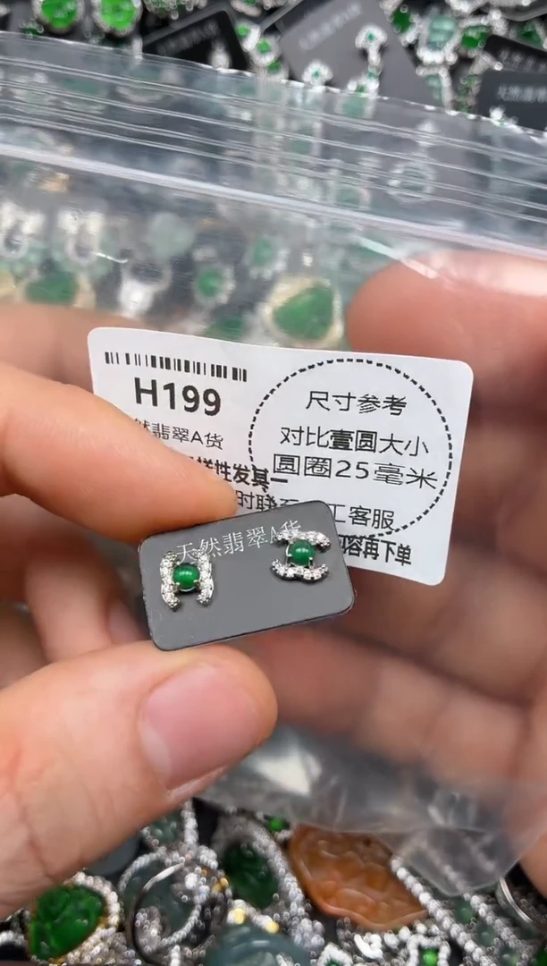 颈饰未镶嵌翡翠H199耳钉