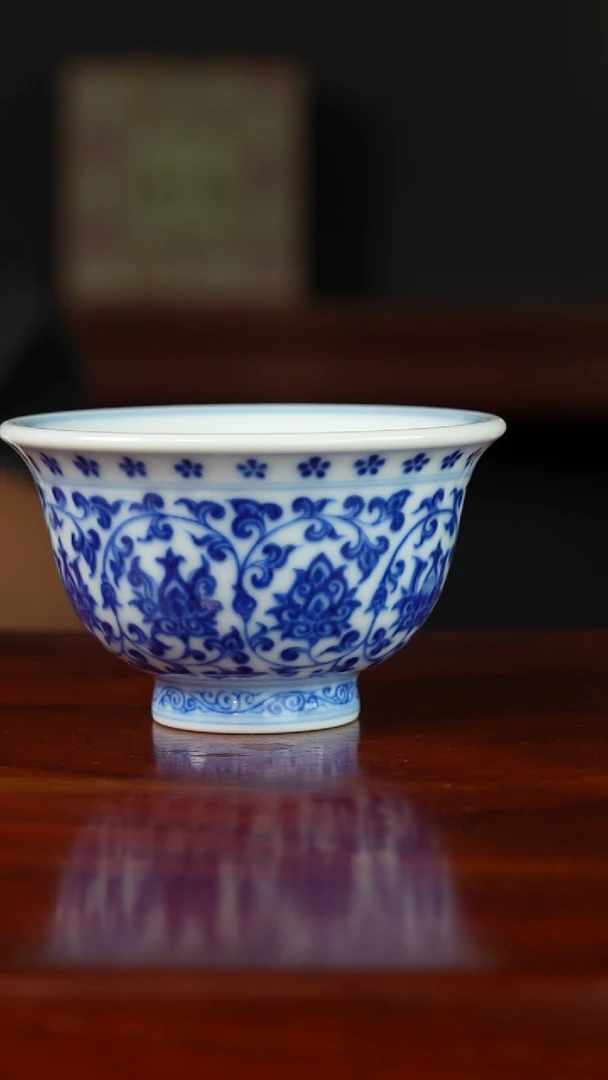 祖传窑 缠枝莲压手杯 真柴窑传承400年