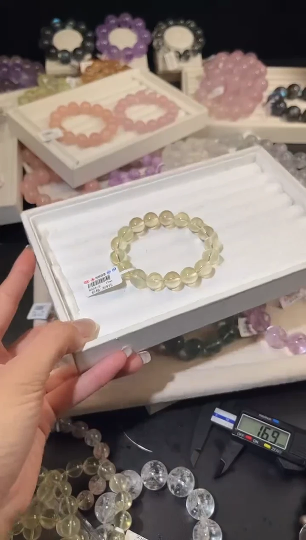 未镶嵌手链水晶多样性发一柠檬黄12mm