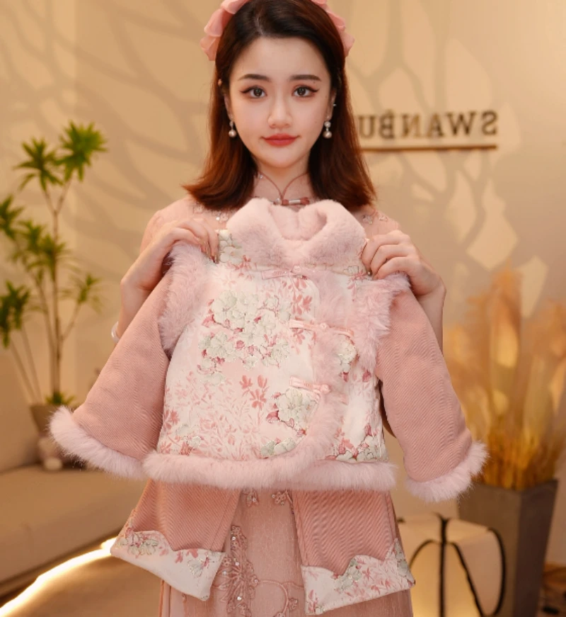 【Y.g4555】2025秋冬新款女童国风套装复古女宝重工长裤套装中式