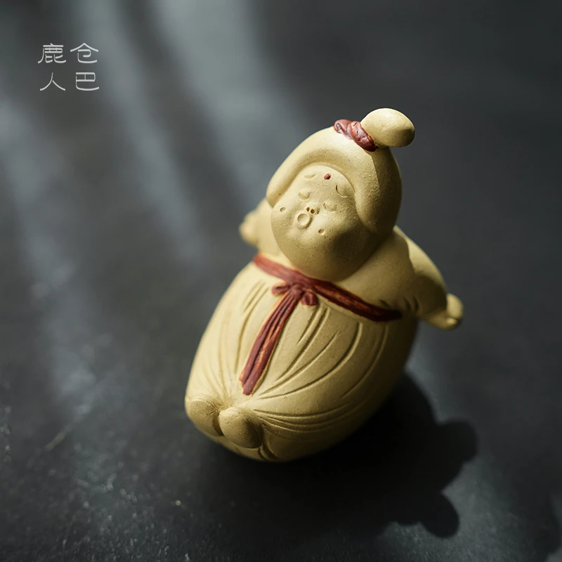 仓巴鹿人 唐风·仕女紫砂摆件 宜兴紫砂段泥手工制作茶宠摆件茶道