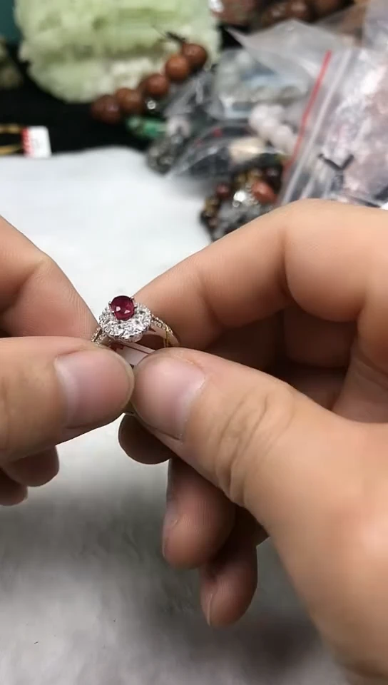 【闪购商品】红宝石戒指银S925镶嵌红宝石戒指