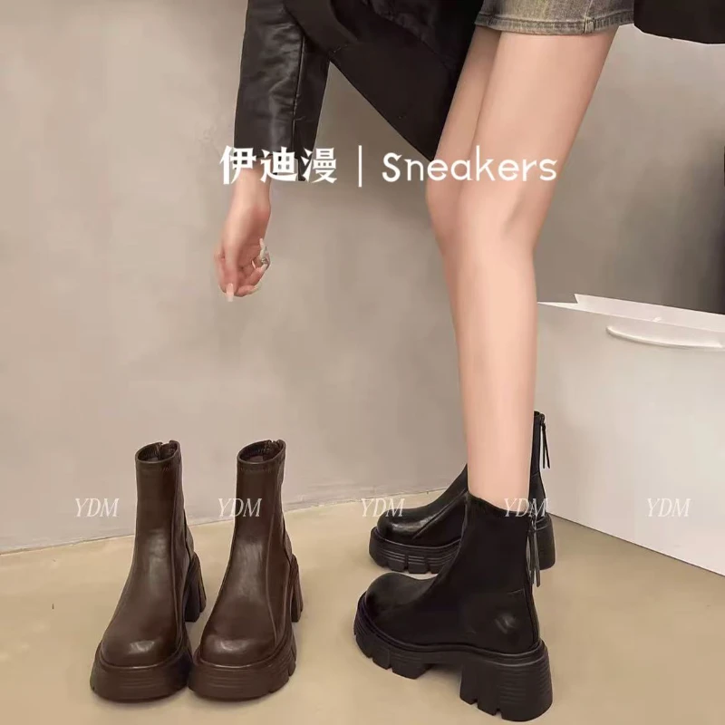 伊迪漫财阀千金厚底短靴(增高4-5cm)68132