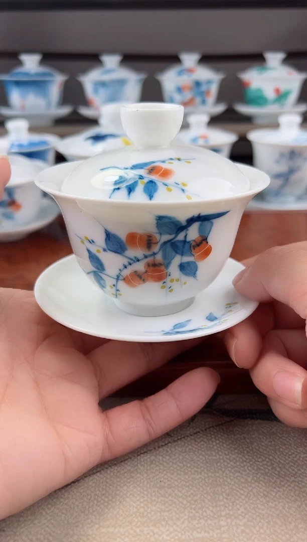 微瑕柿子150ml三才盖碗