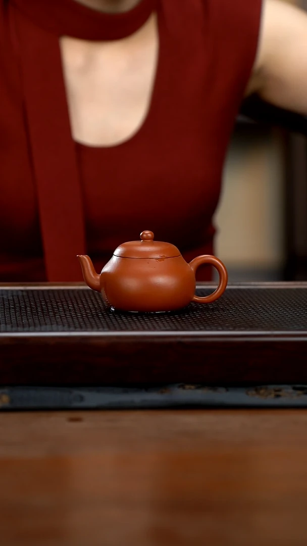 茶壶紫砂125cc黄龙山原矿朱泥梨形19