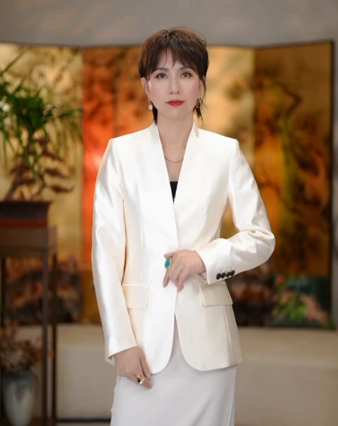 无领修身丝毛西装外套KX3924080518