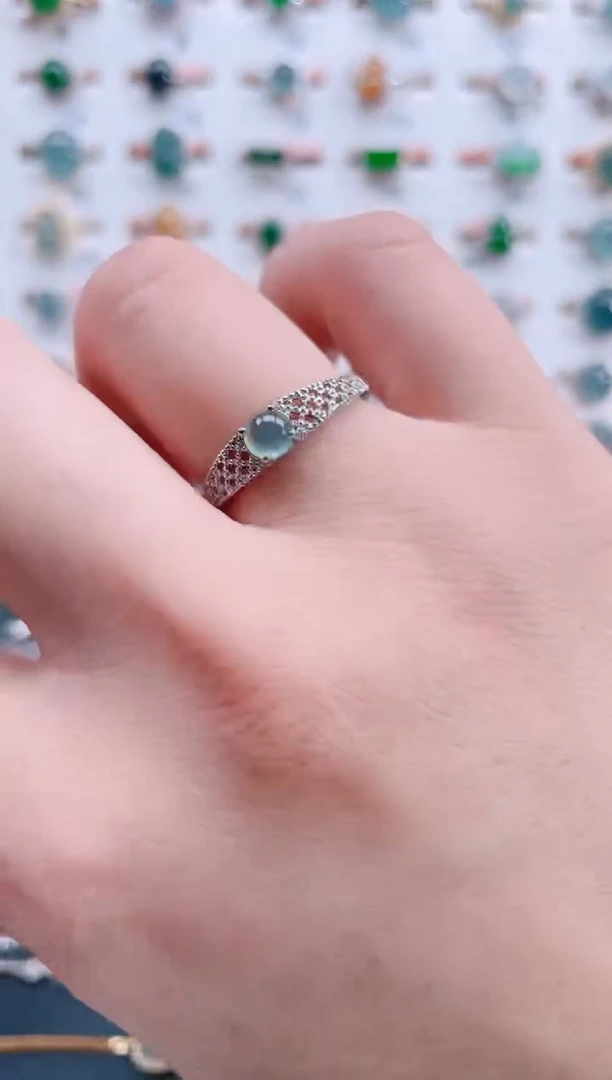 银S925镶嵌戒指翡翠天然翡翠