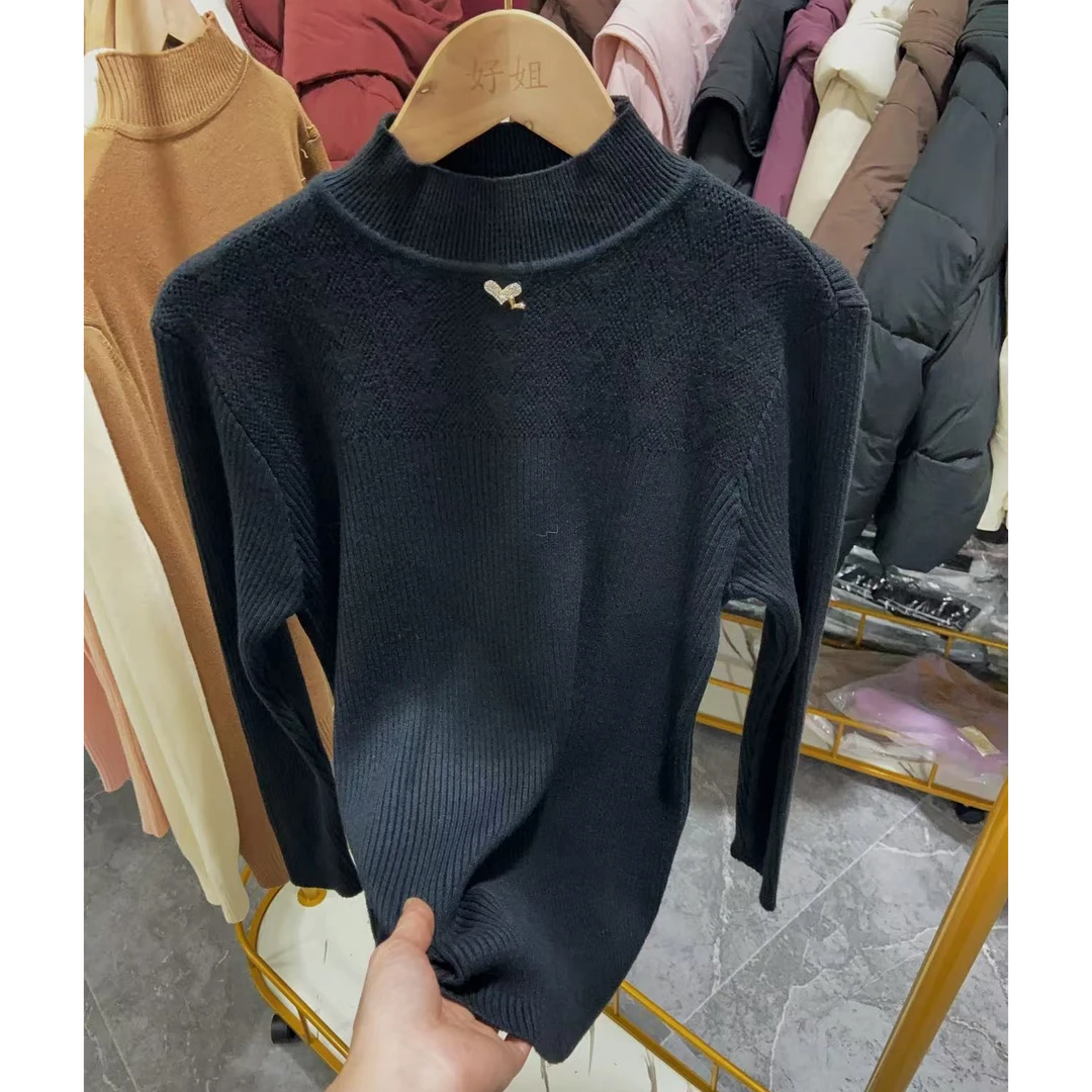 M1216加厚提花爱心钻牌针织衫