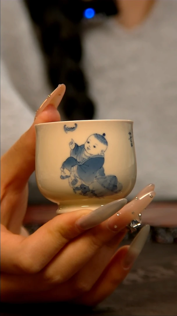 【闪购商品】青花手绘童子主人杯