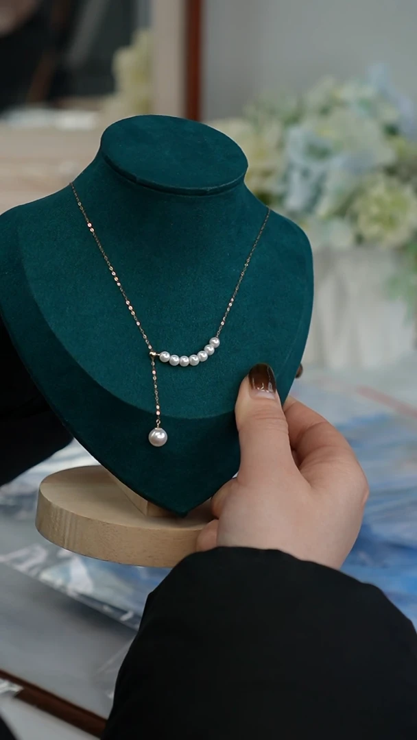 【闪购商品】淡水珍珠项链18K金镶嵌Y字链