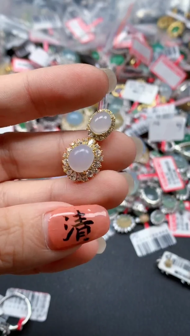 银S925镶嵌戒指翡翠天然A货缅甸翡翠