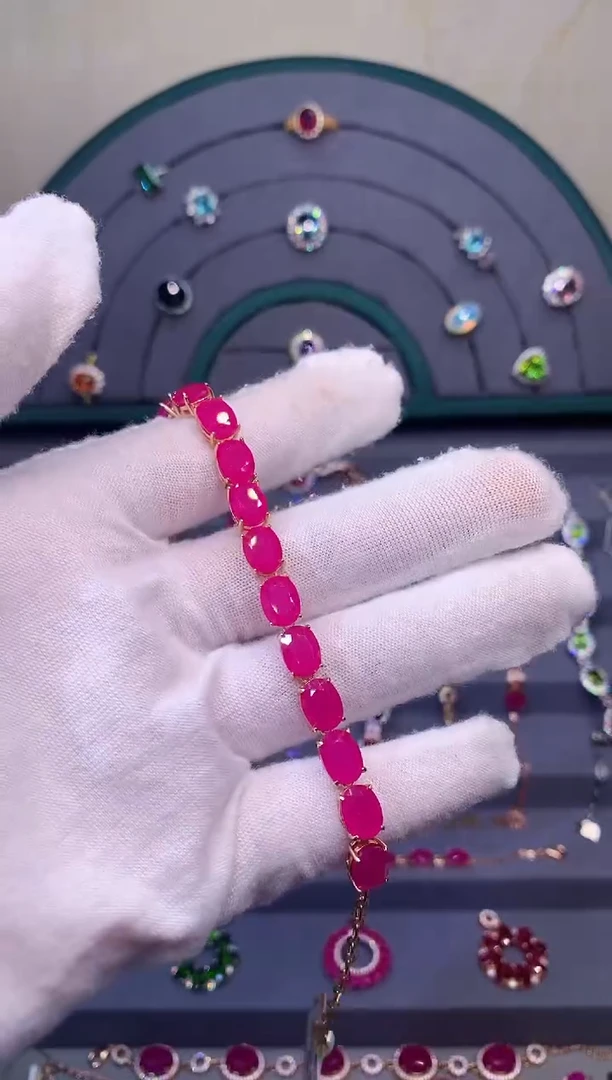 手链银S925镶嵌红宝石7845123