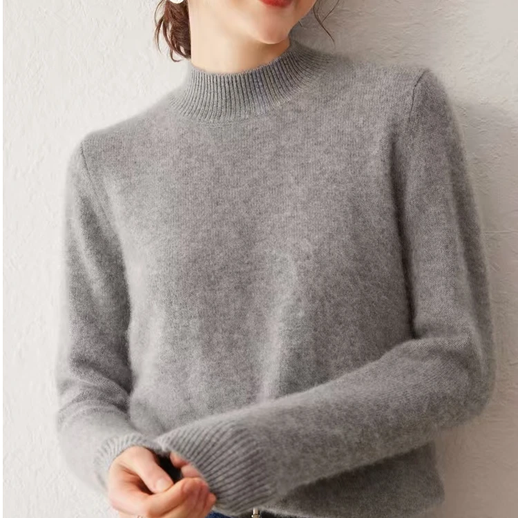 女100%【加厚半高正肩】310G3785羊绒衫