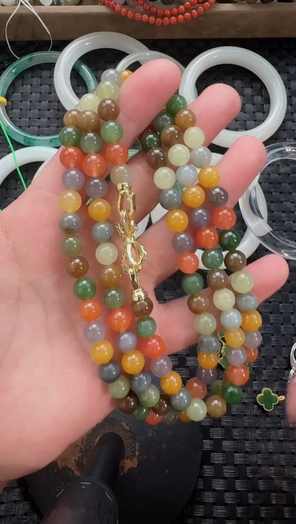 颈饰未镶嵌和田玉8mm多宝长链