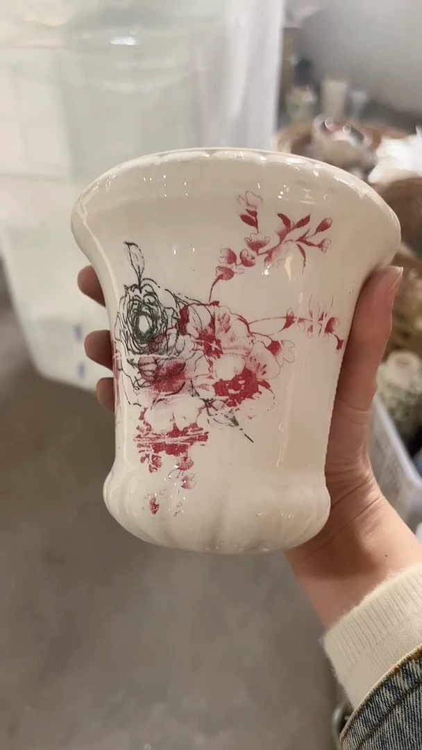 【闪购商品】陶瓷花盆高14cm内口10.5cm