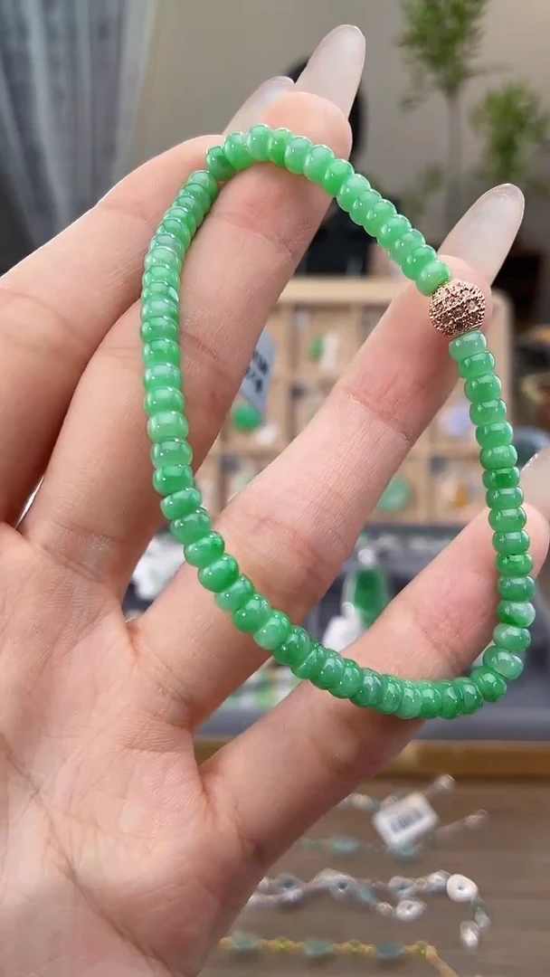 未镶嵌手串翡翠算盘绿珠手串