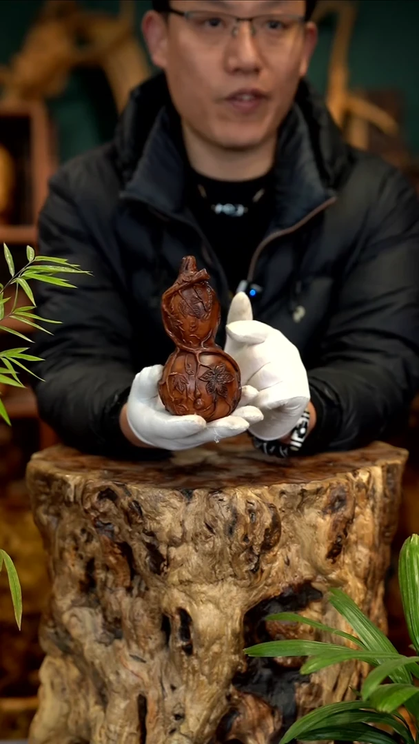 木雷击枣木精雕葫芦