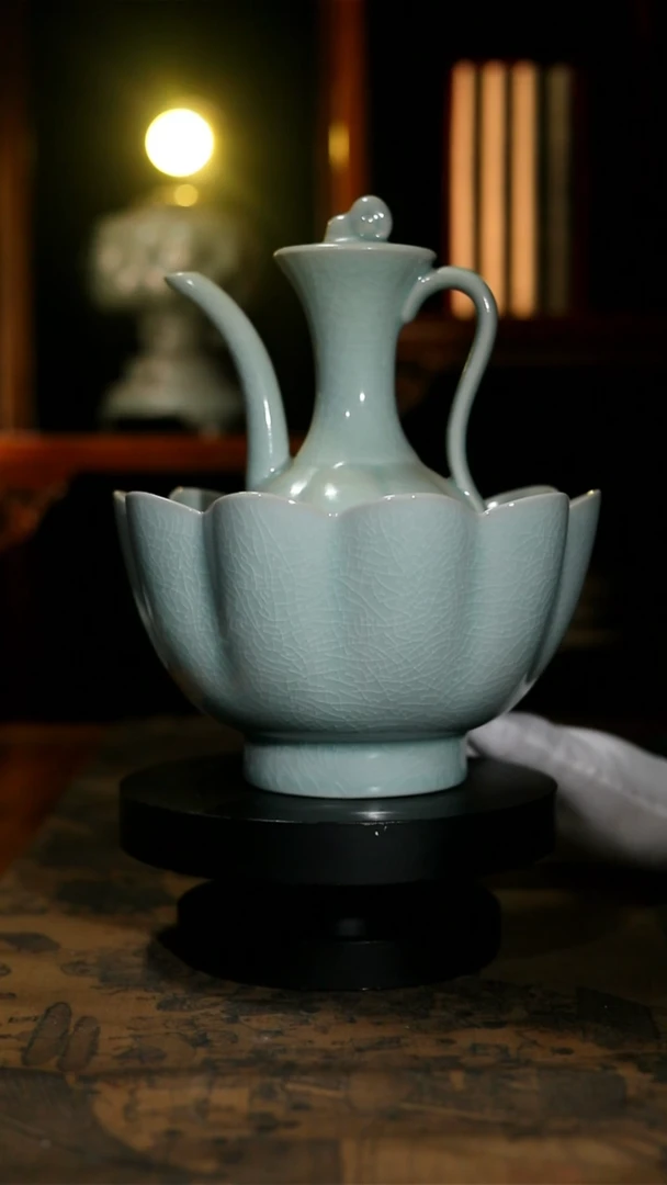 原矿青绿釉执壶一壶四杯